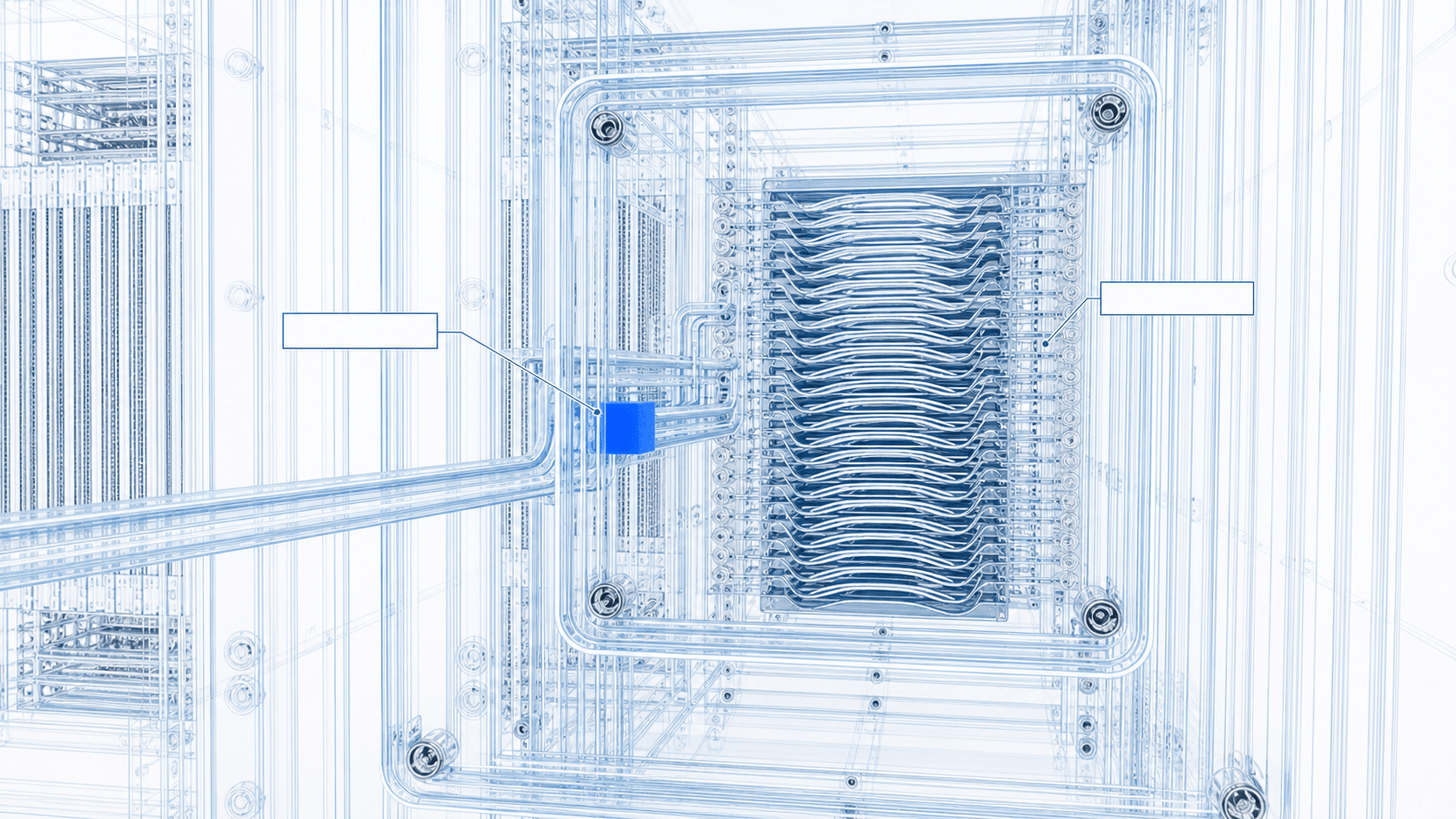 A macro CAD inspection of Tribble's evidence cortex with one cobalt request packet inside its engineered knowledge layers.