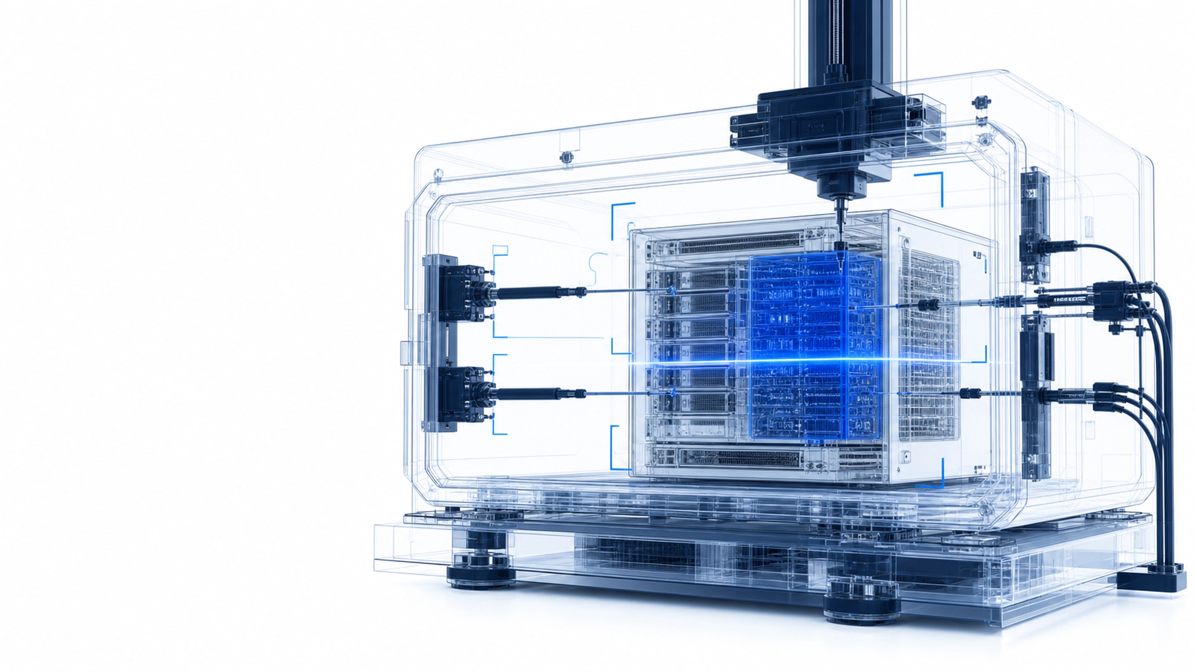 Technical diagnostic scanner mapping a rack-scale enterprise AI system.