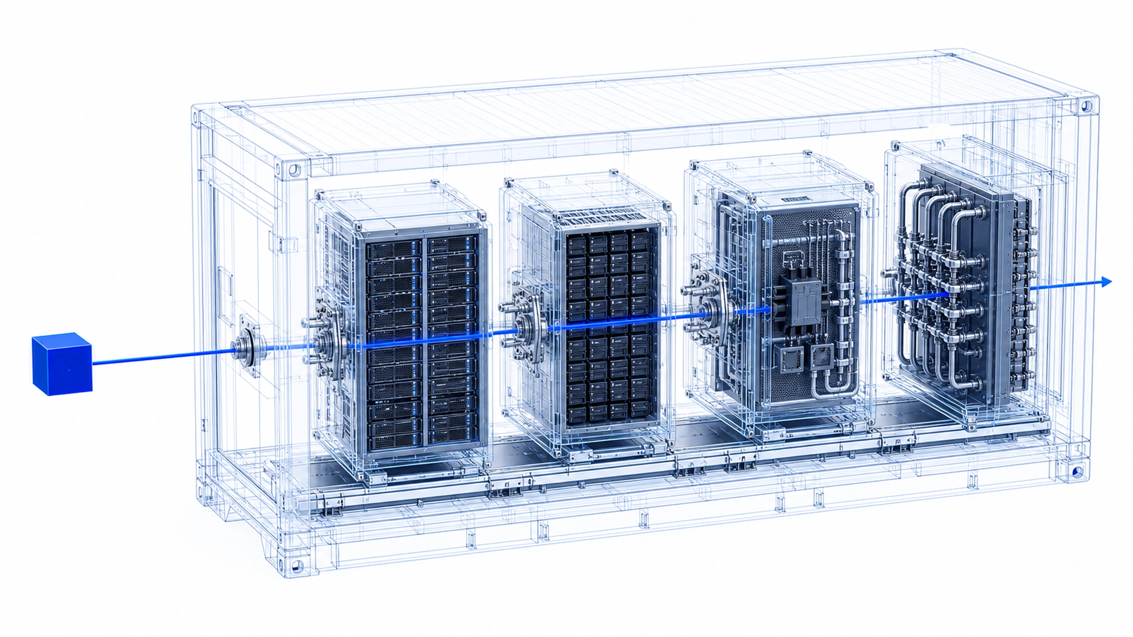 Transparent technical rendering of an observable enterprise intelligence appliance.